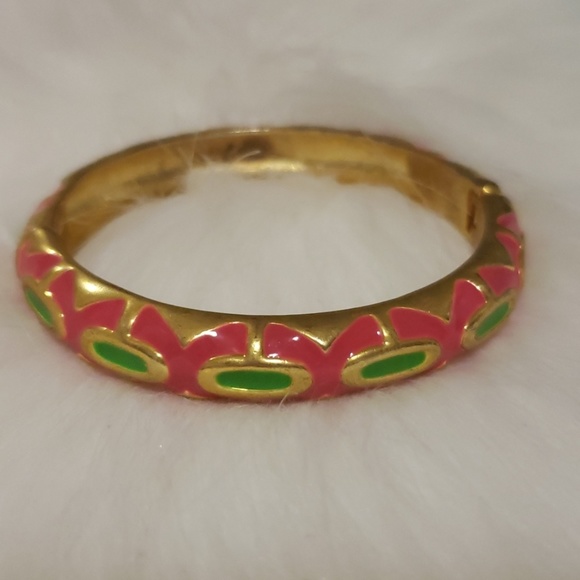 Vibrant pink/green enamel bracelet - Picture 2 of 4